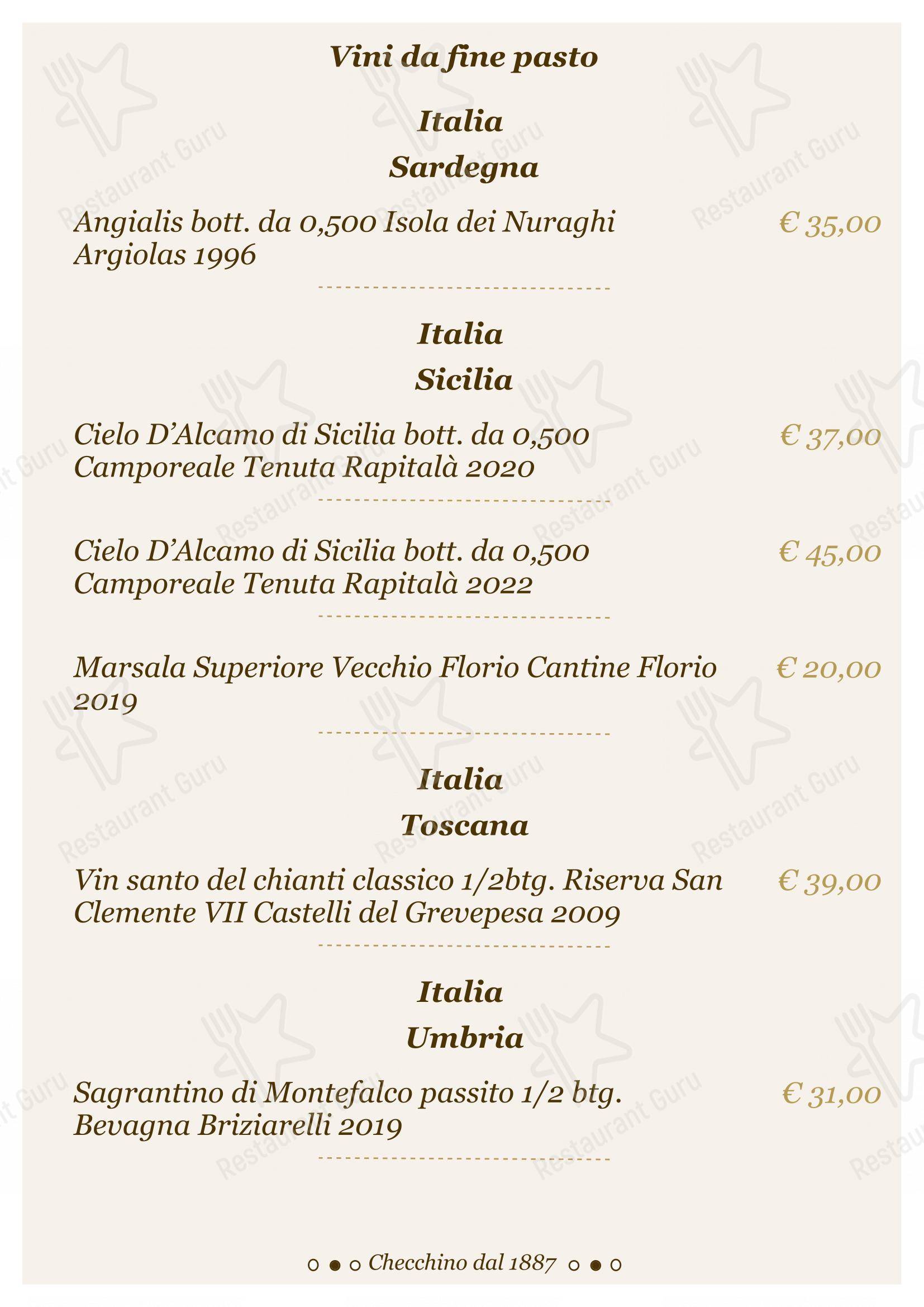 Menu di Checchino dal 1887 - Lunch Menu