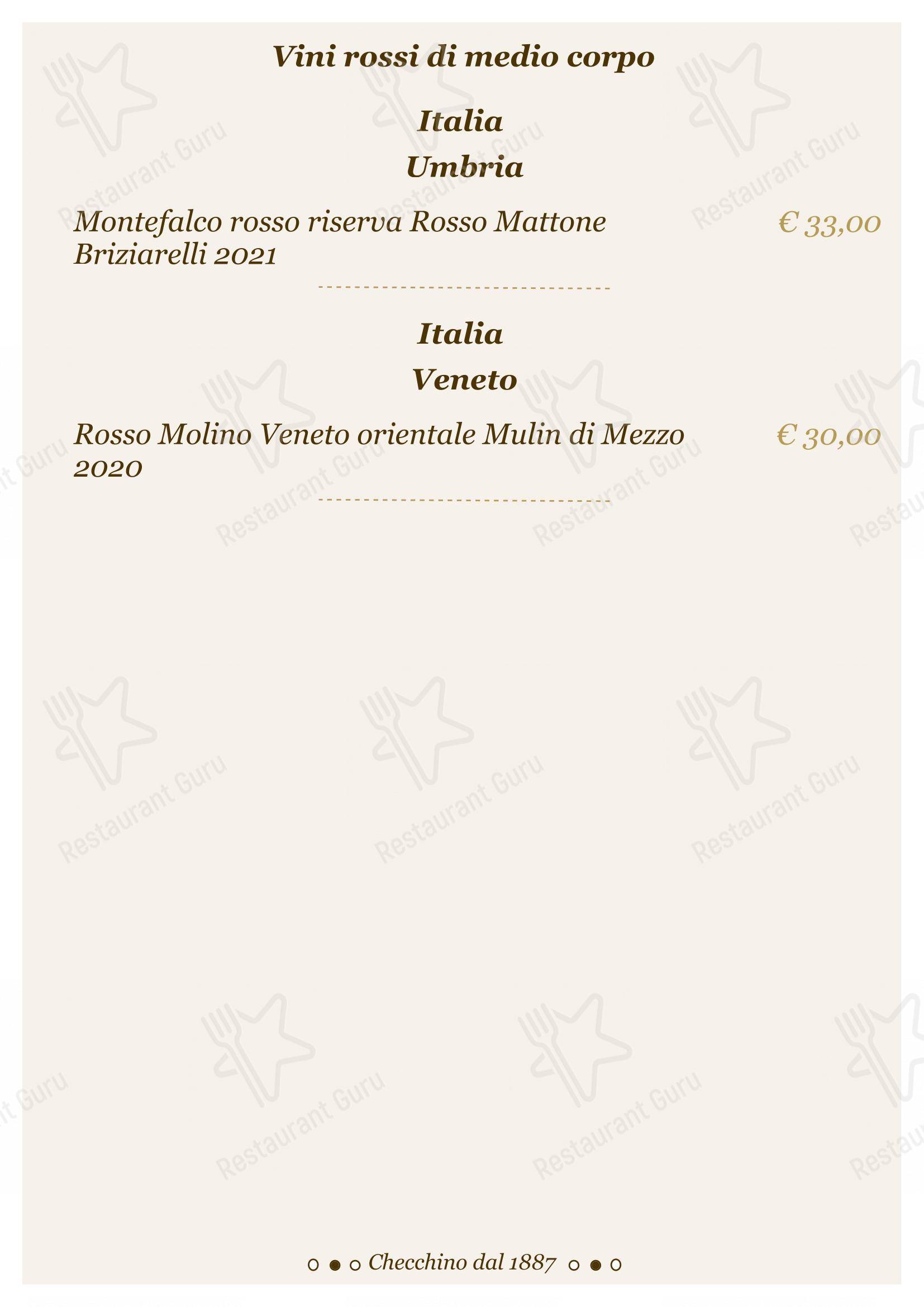 Menu di Checchino dal 1887 - Lunch Menu