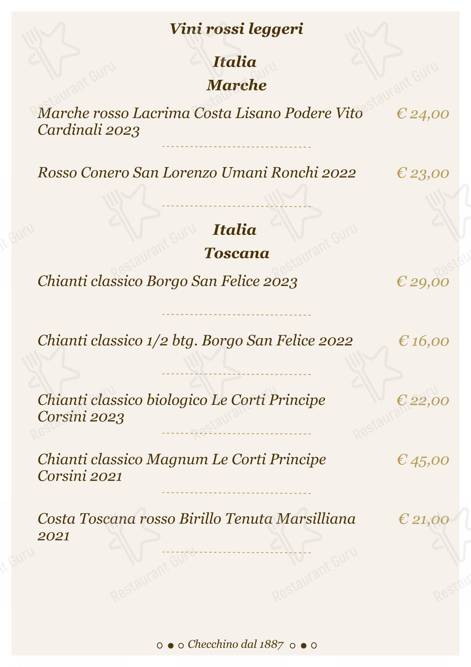 Lunch Menu per Checchino dal 1887 ristorante