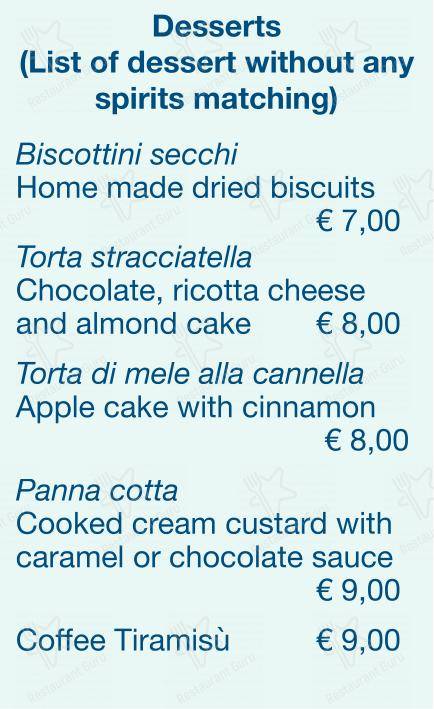 Menu bar per Checchino dal 1887 ristorante
