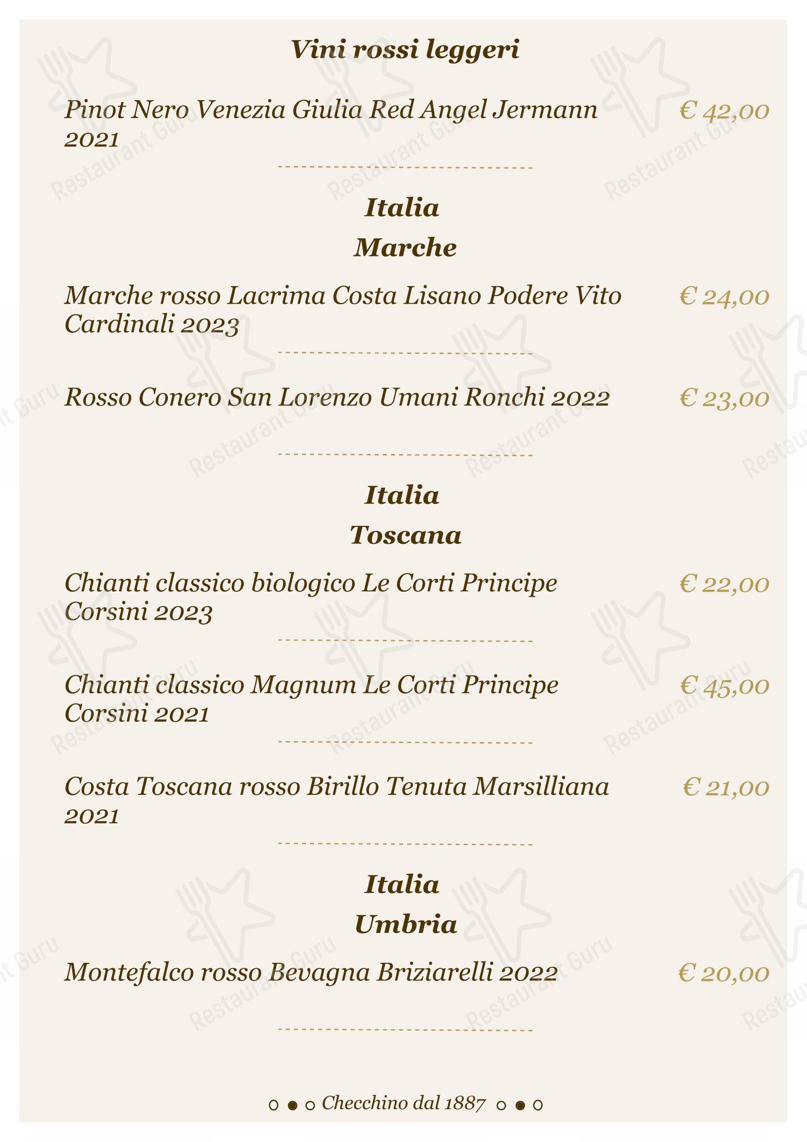 Lunch Menu per Checchino dal 1887 ristorante