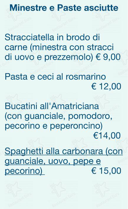 Menu per Checchino dal 1887 in Roma