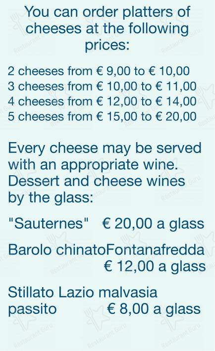 Menu bar per Checchino dal 1887 in Roma