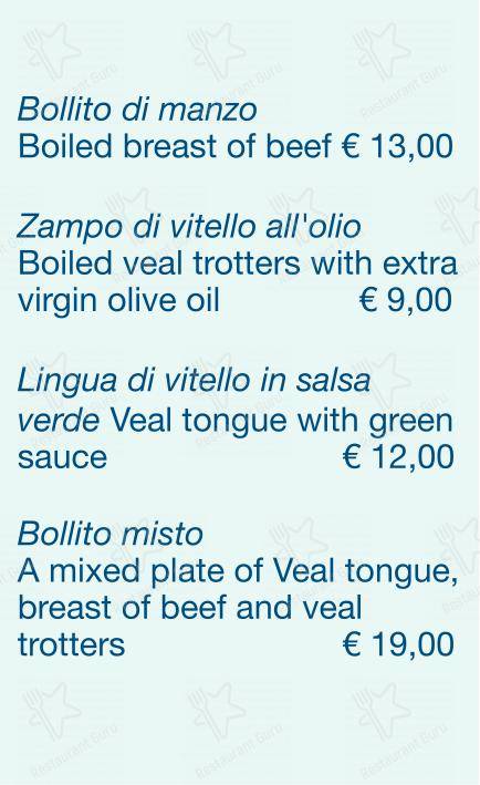 Menu bar per Checchino dal 1887 ristorante