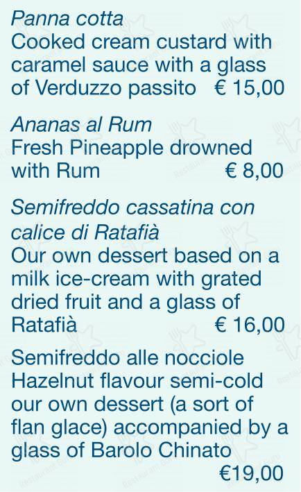 Menu bar per Checchino dal 1887 in Roma