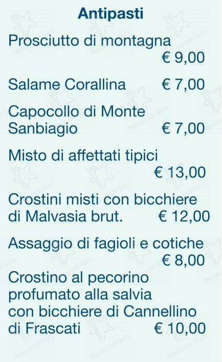 Menu per Checchino dal 1887 ristorante