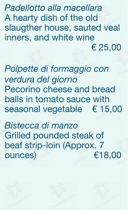 Checchino dal 1887 in Roma - Menu bar