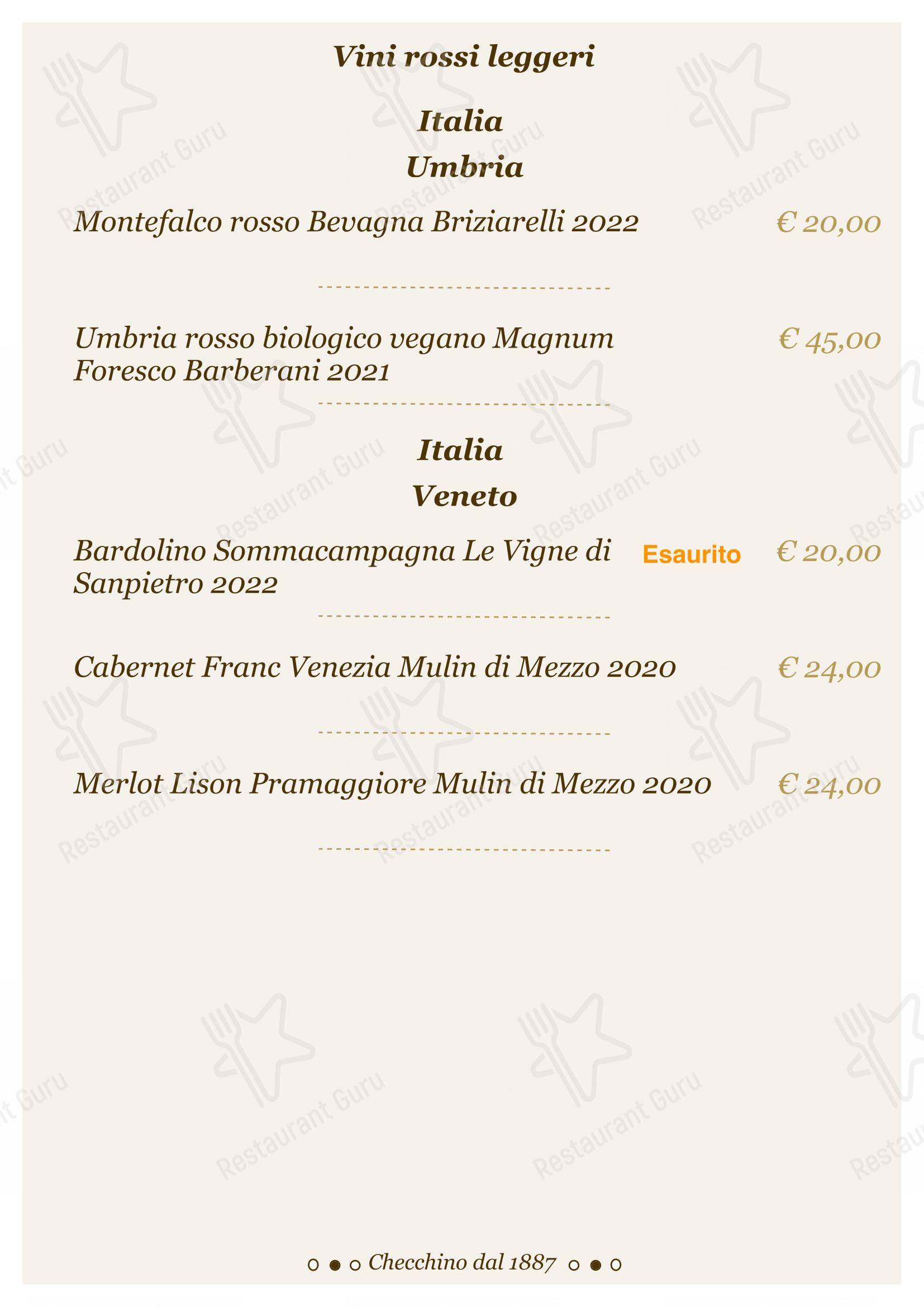 Lunch Menu per Checchino dal 1887 ristorante