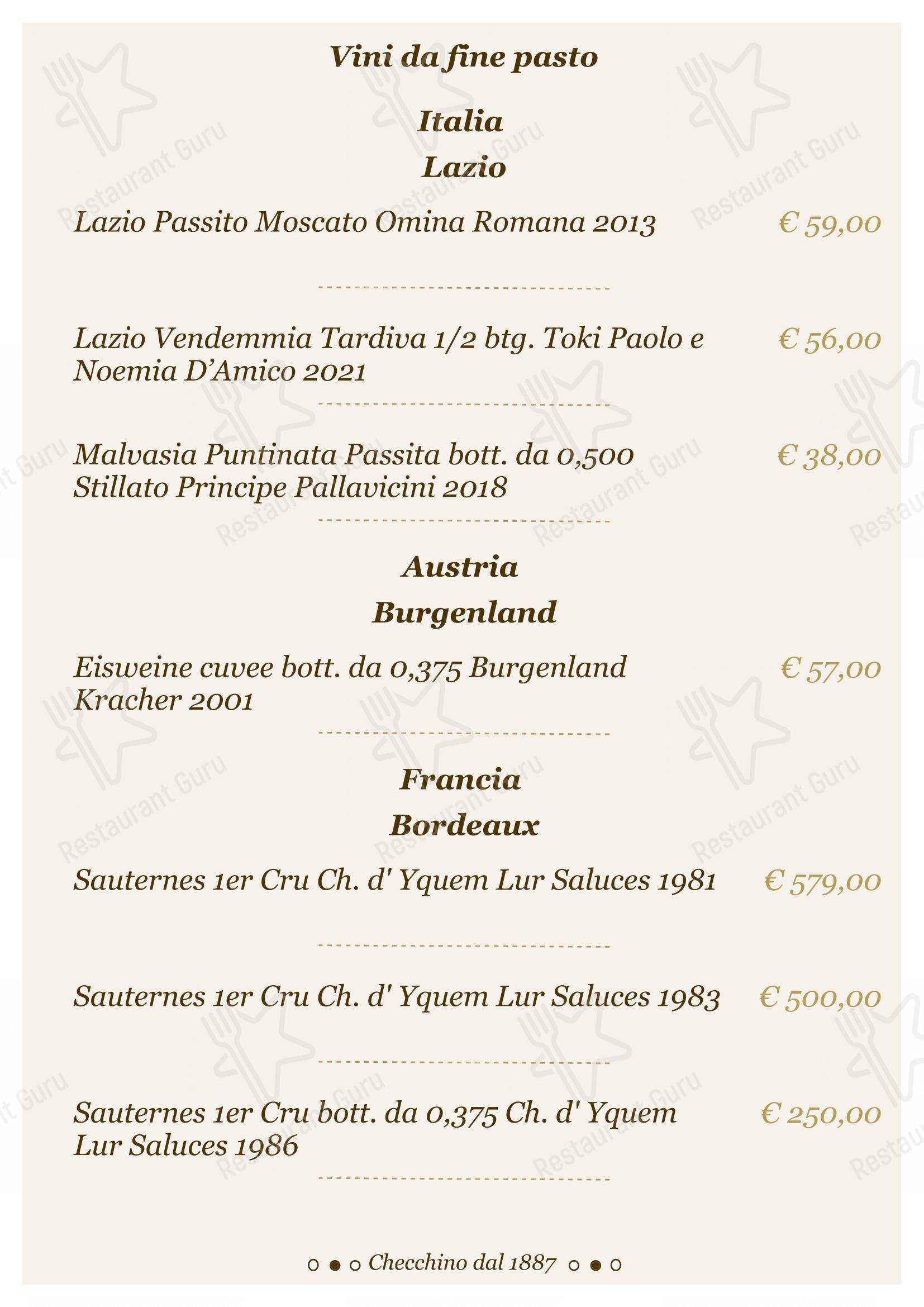 Checchino dal 1887 in Roma - Lunch Menu