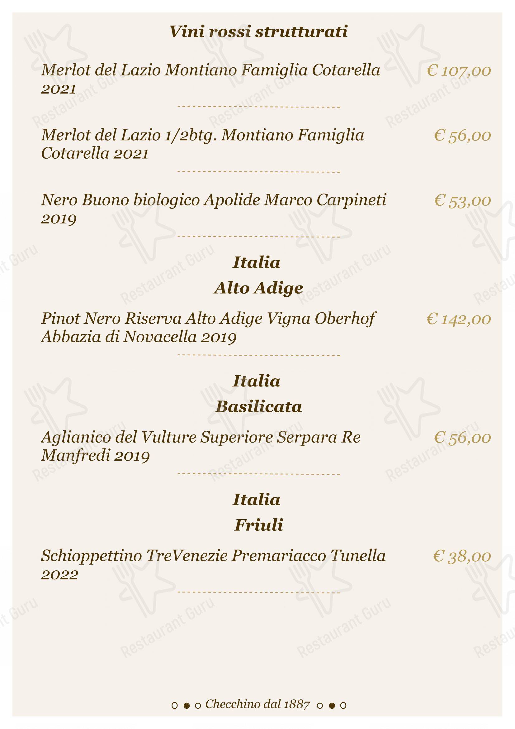 Checchino dal 1887 in Roma - Lunch Menu