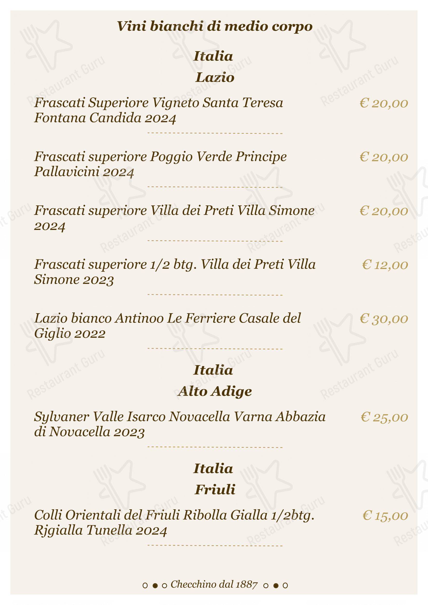 Checchino dal 1887 in Roma - Lunch Menu