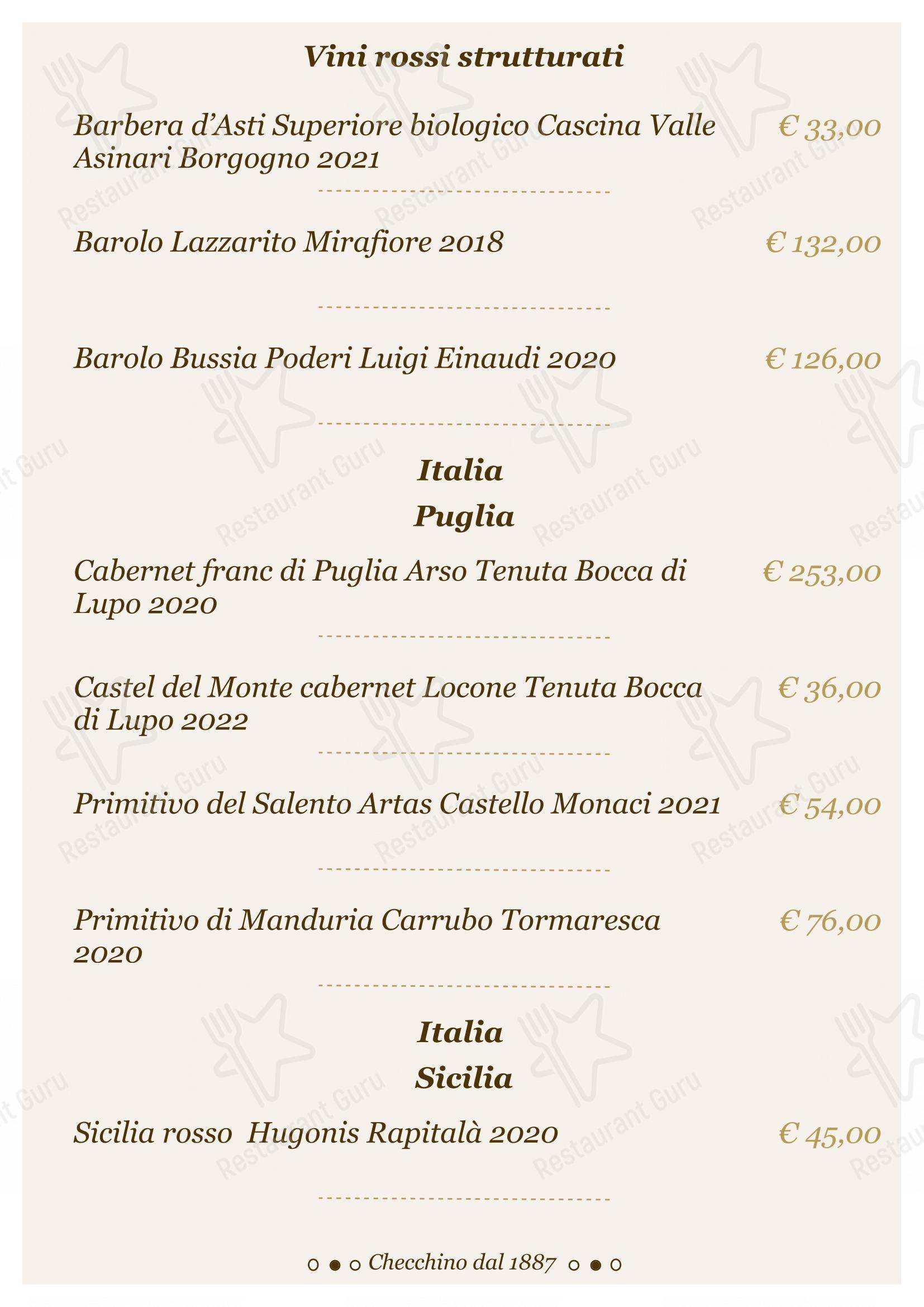 Lunch Menu per Checchino dal 1887 ristorante
