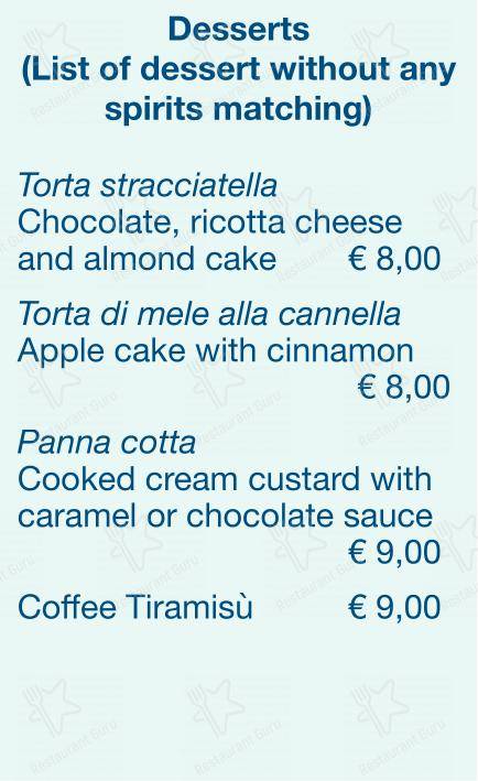 Menu bar per Checchino dal 1887 in Roma