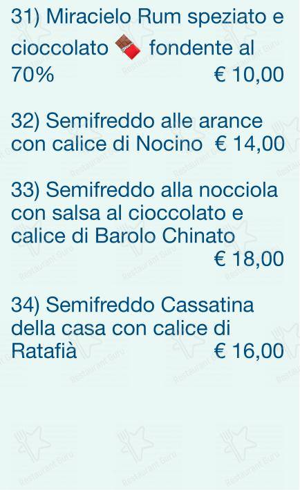 Menu per Checchino dal 1887 in Roma