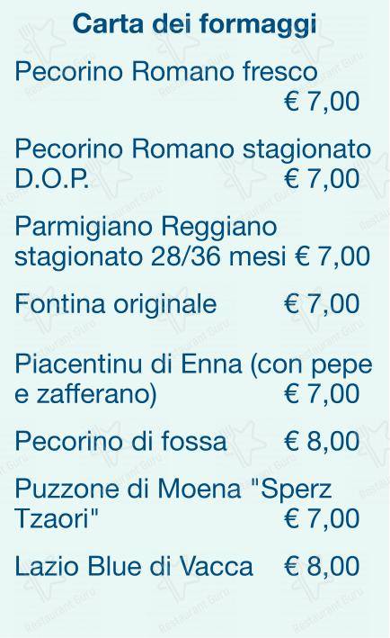 Menu per Checchino dal 1887 ristorante