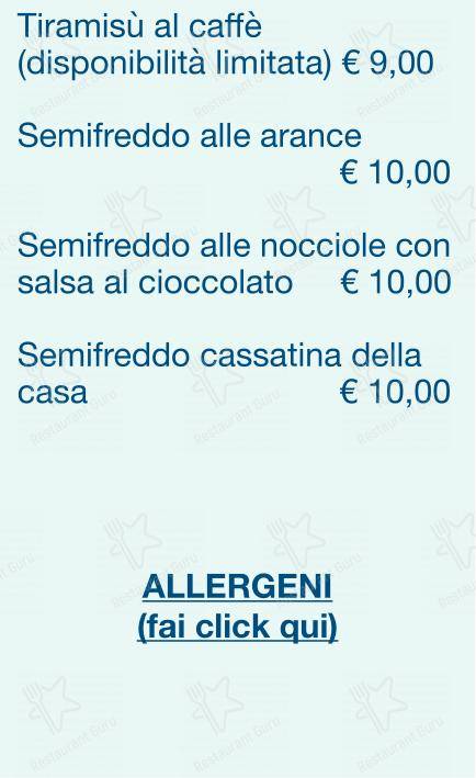 Menu per Checchino dal 1887 in Roma