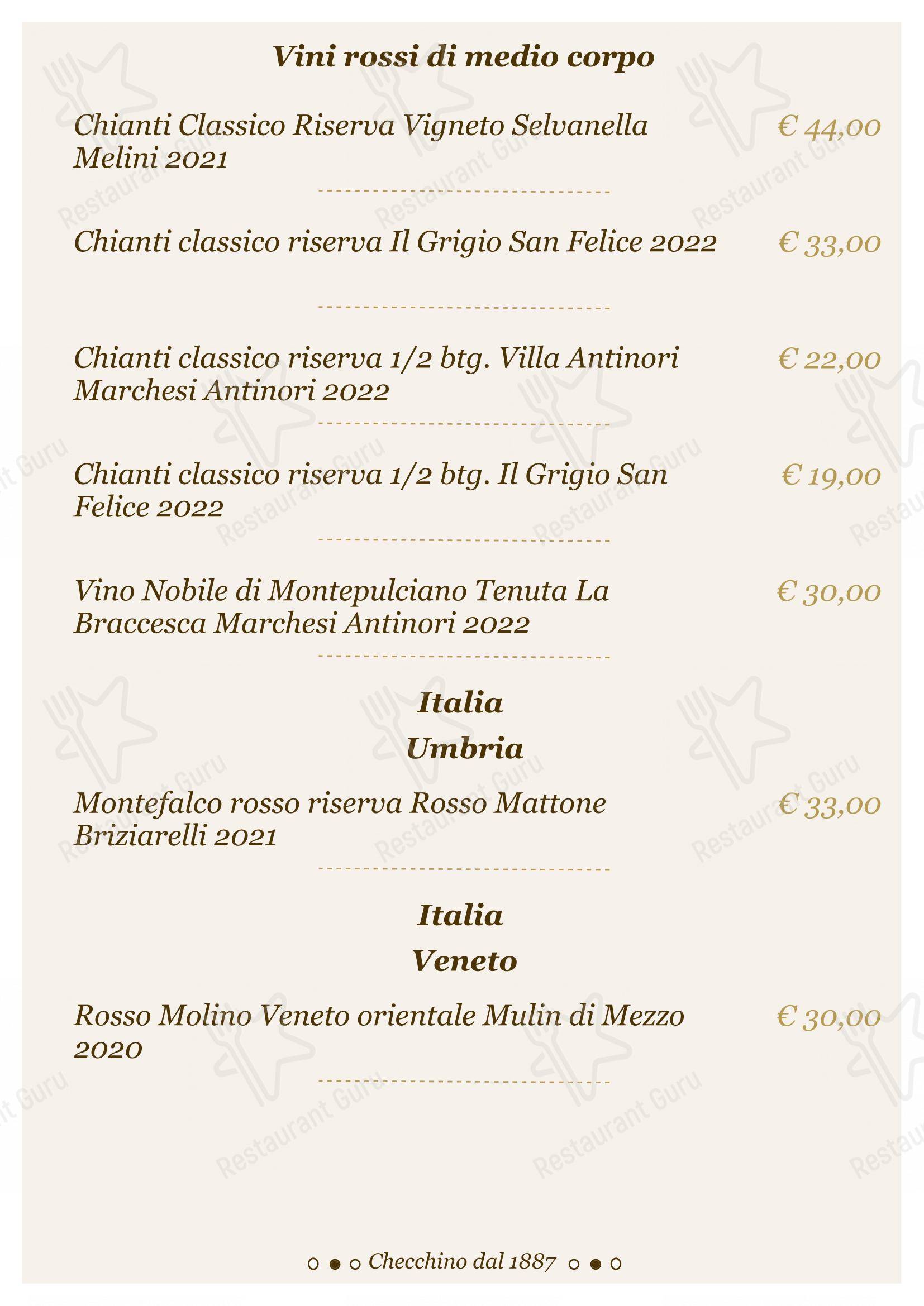 Menu di Checchino dal 1887 - Lunch Menu