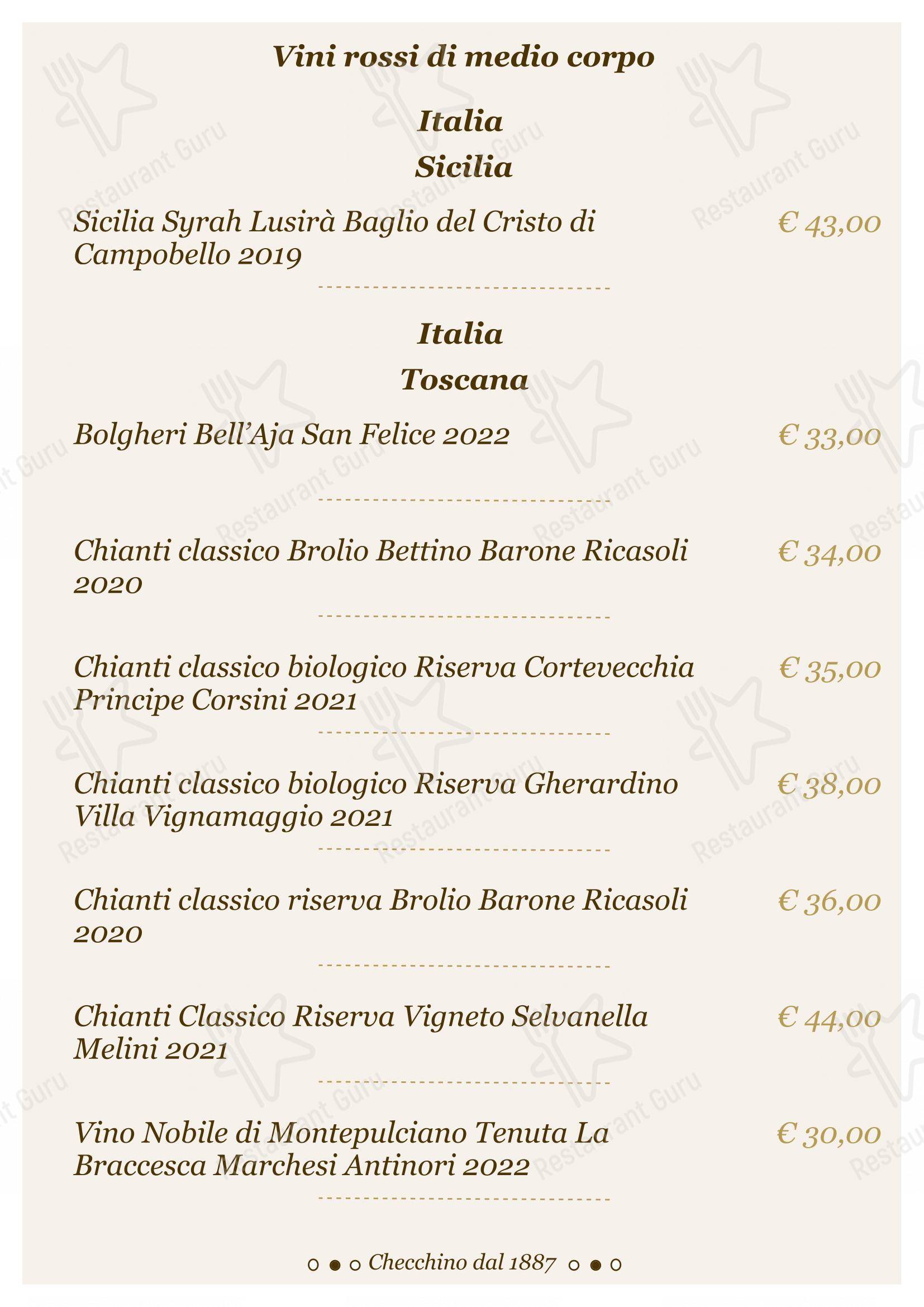Menu di Checchino dal 1887 - Lunch Menu