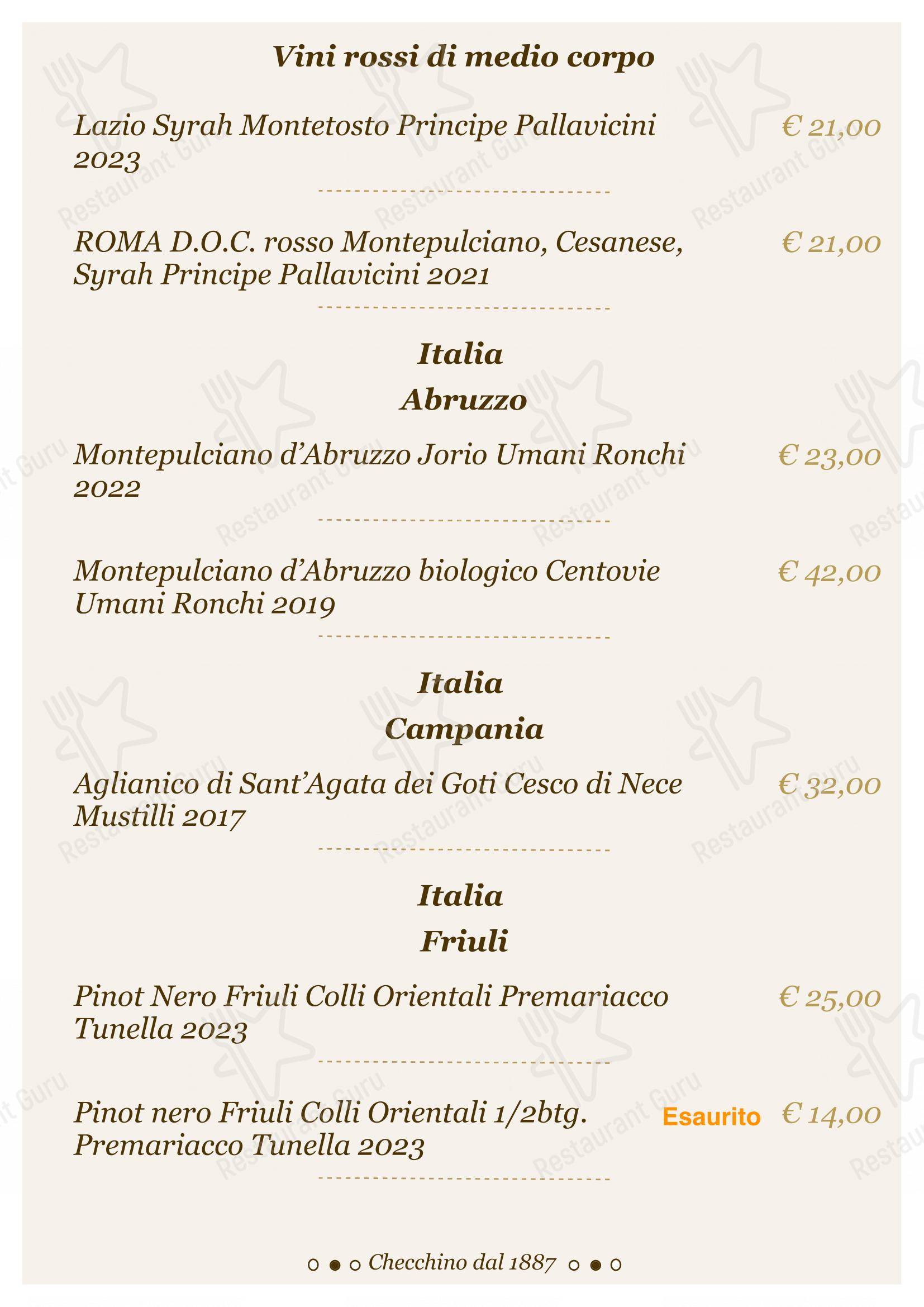 Checchino dal 1887 in Roma - Lunch Menu