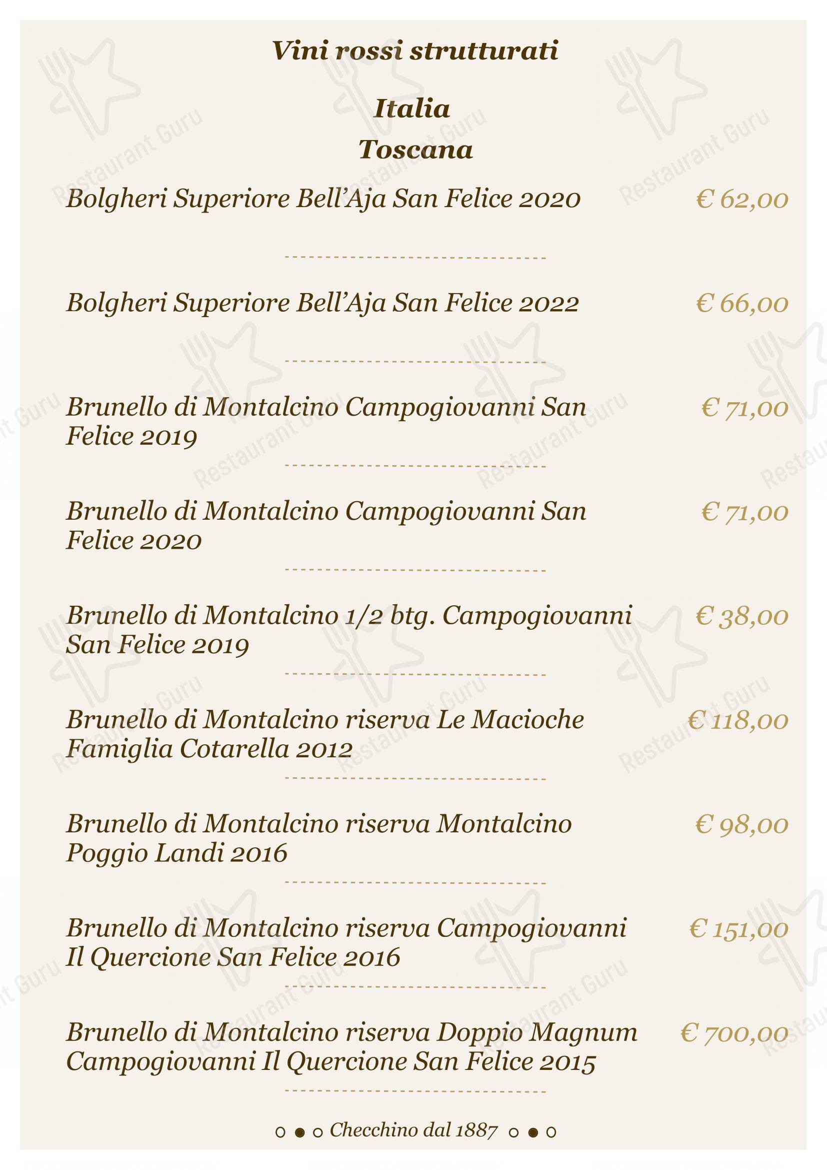 Lunch Menu per Checchino dal 1887 in Roma