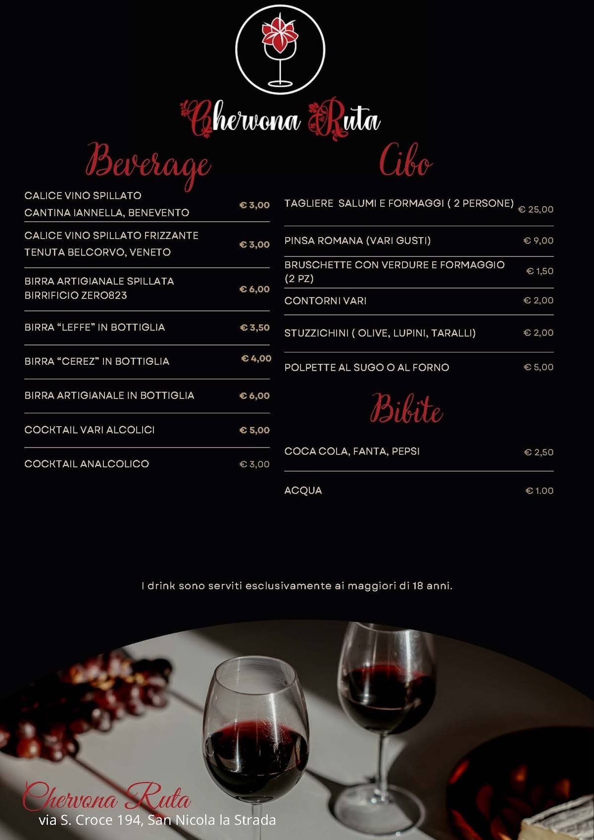 Menu di Chervona Ruta di Sofiya Enoteca, Vineria, birreria 