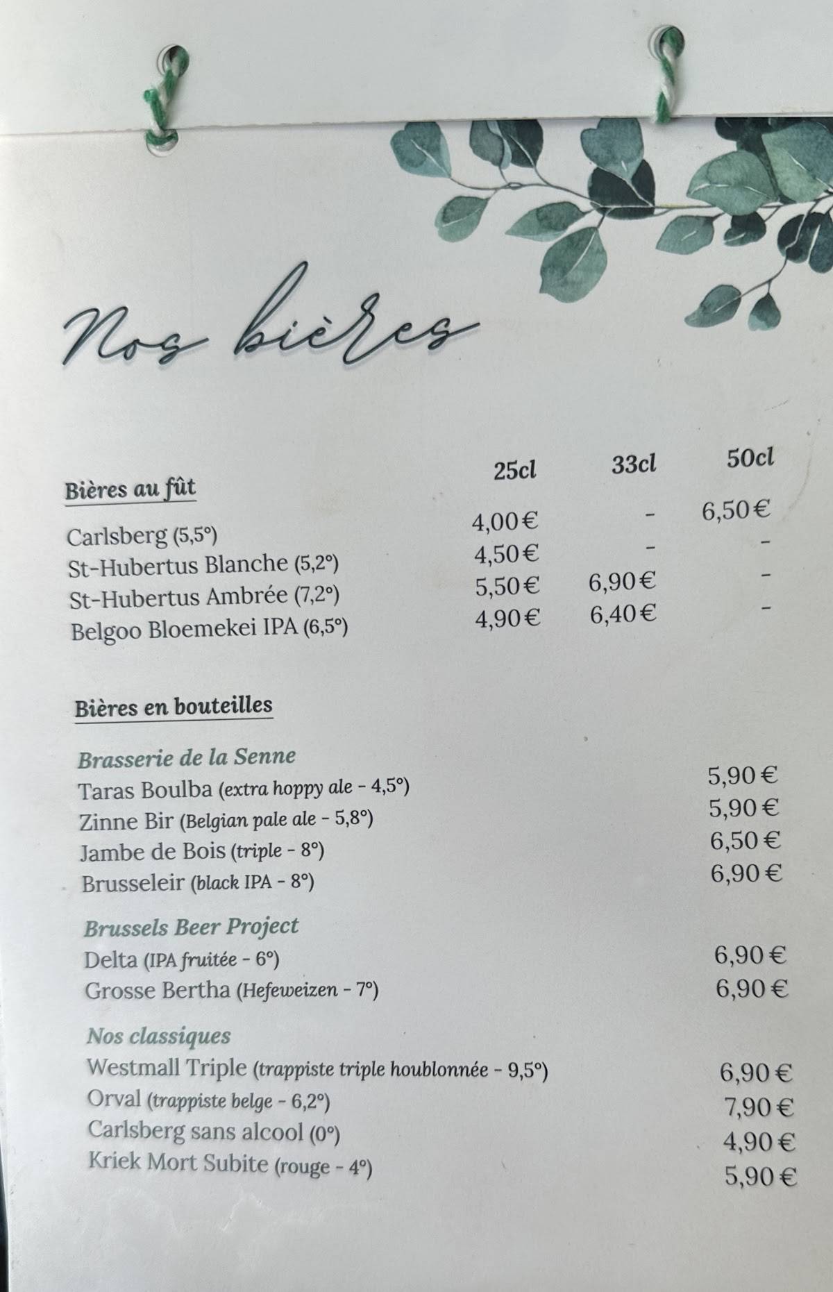 Menu de Chez Musette