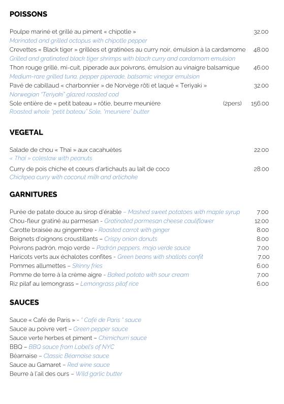 Menu di Chez Philippe - Bar Grill 