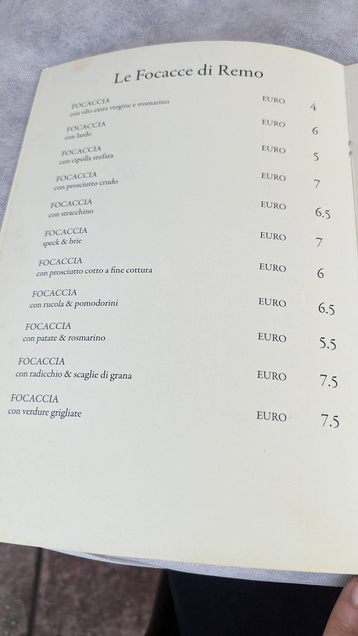 Menu di Chez Remo 