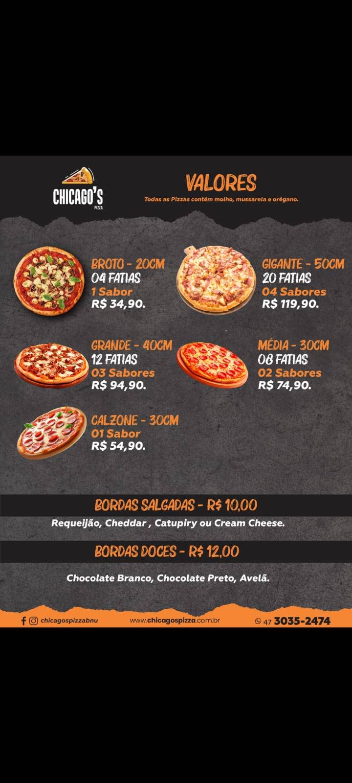 Chicagos Pizza e Lanches cardápio