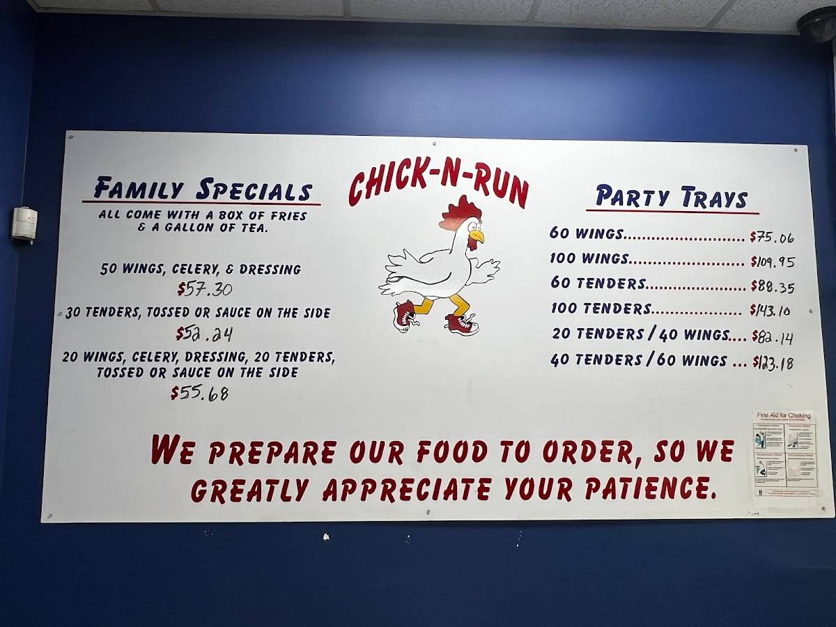 Menu at ChickNRun restaurant, McDonough, Jodeco Rd