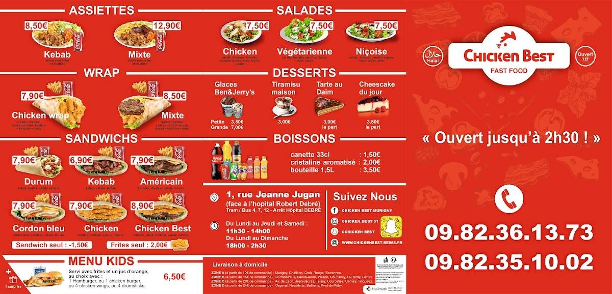 Menu de Chicken Best Reims Murigny