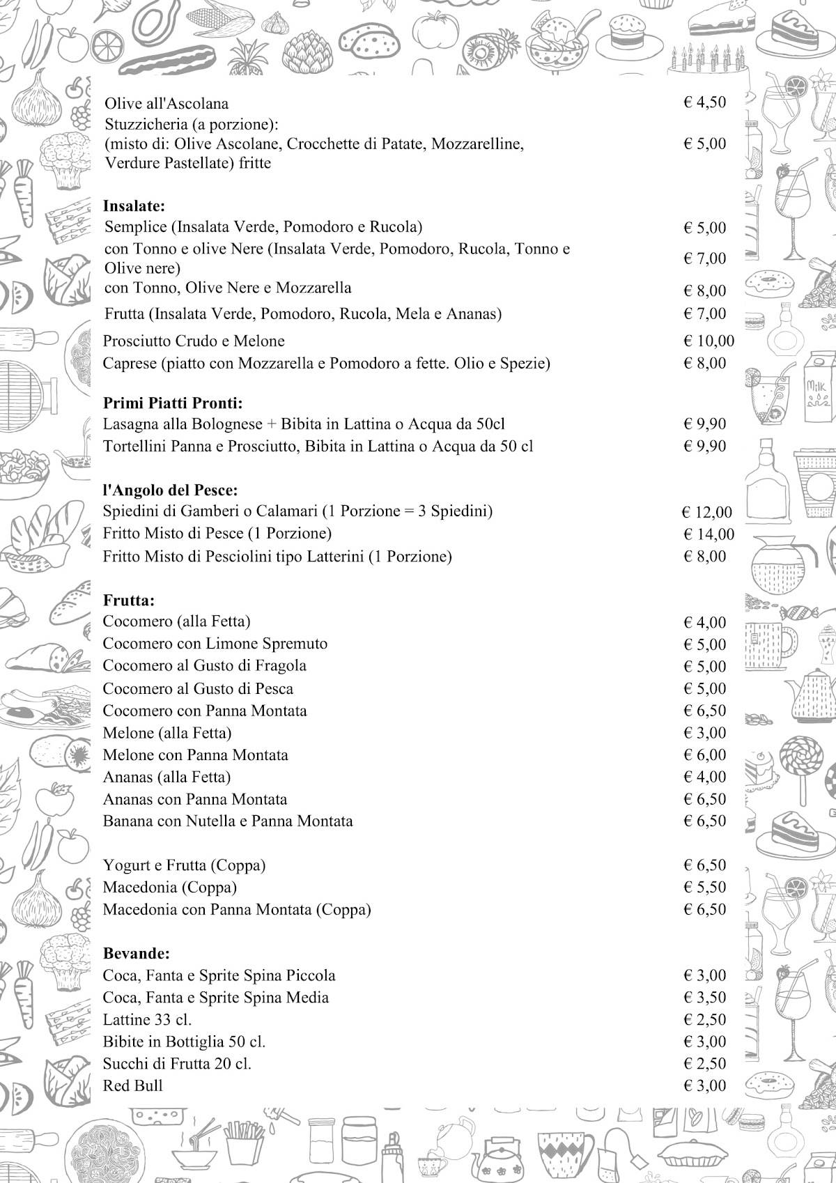 Menu di Chiosco di Anna 