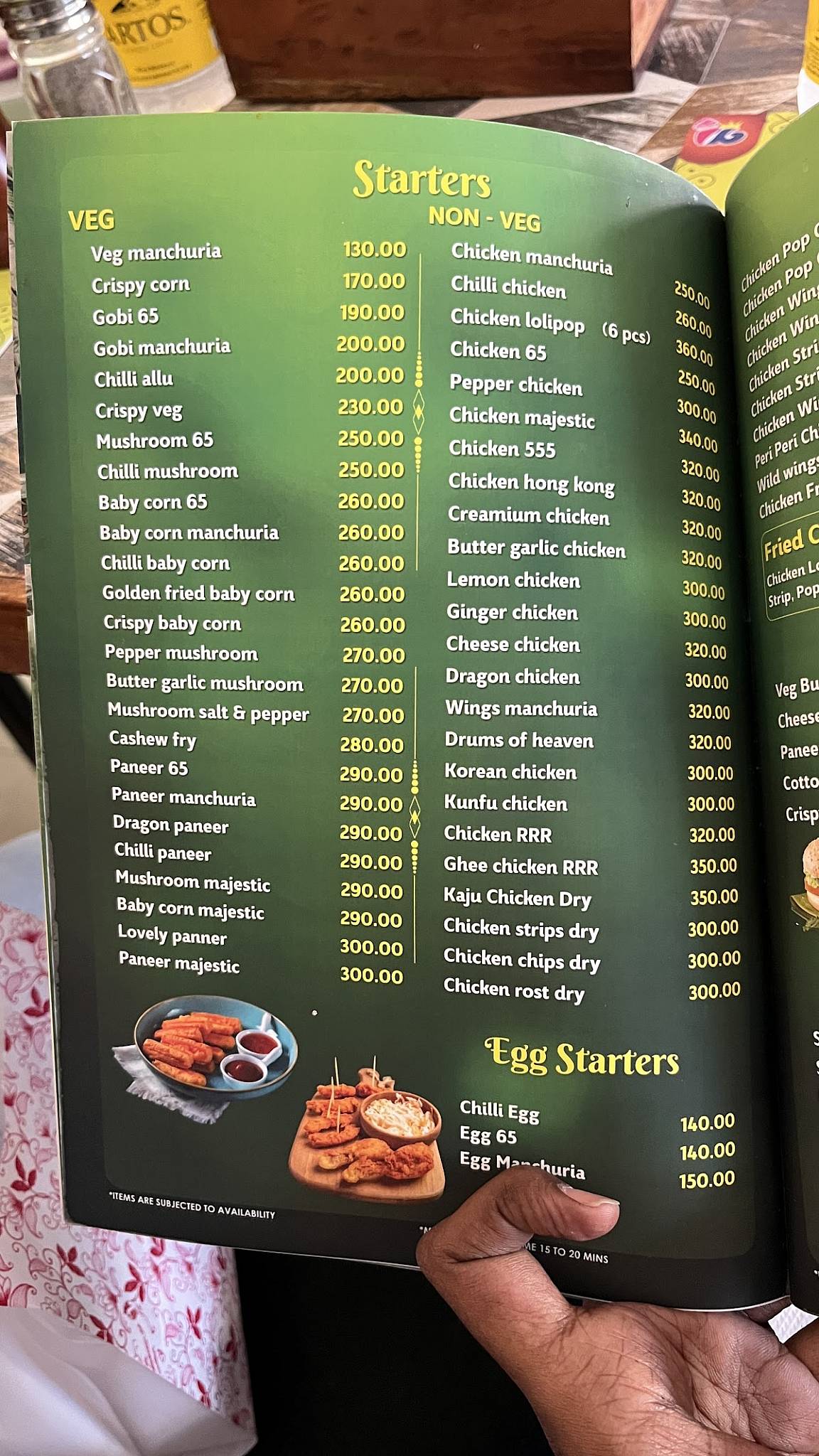 Temptations menu