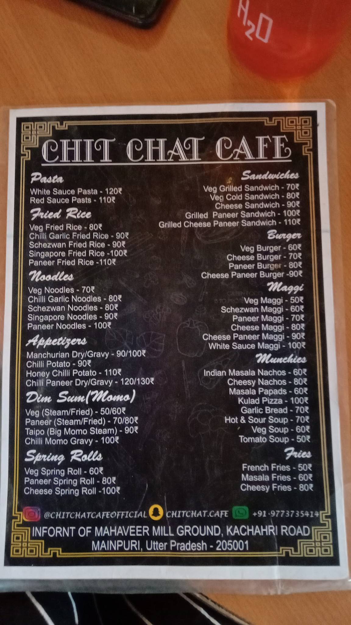Chit Chat Cafe menu