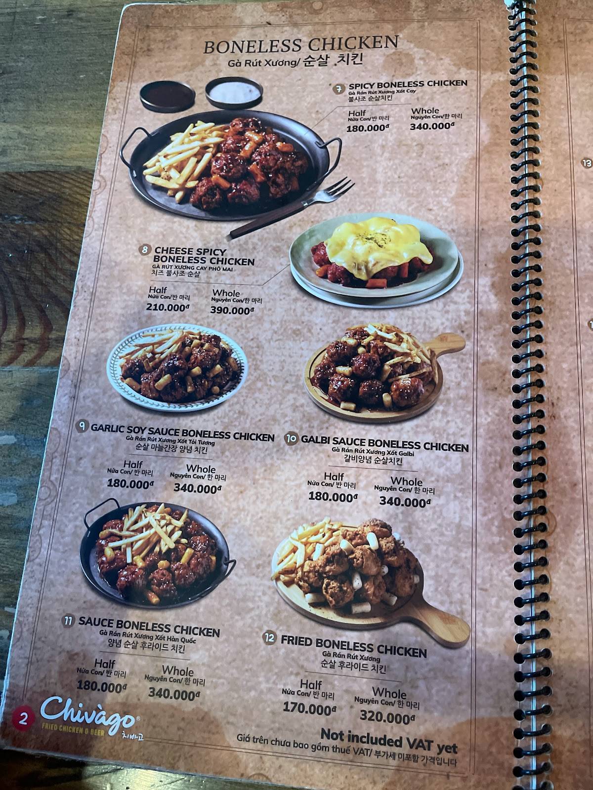 Menu at Chivago Chicken - Gà rán Hàn Quốc & Bia restaurant, Ho Chi Minh ...