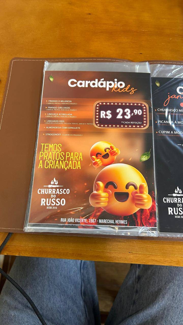 Churrasco do Russo marechal cardápio