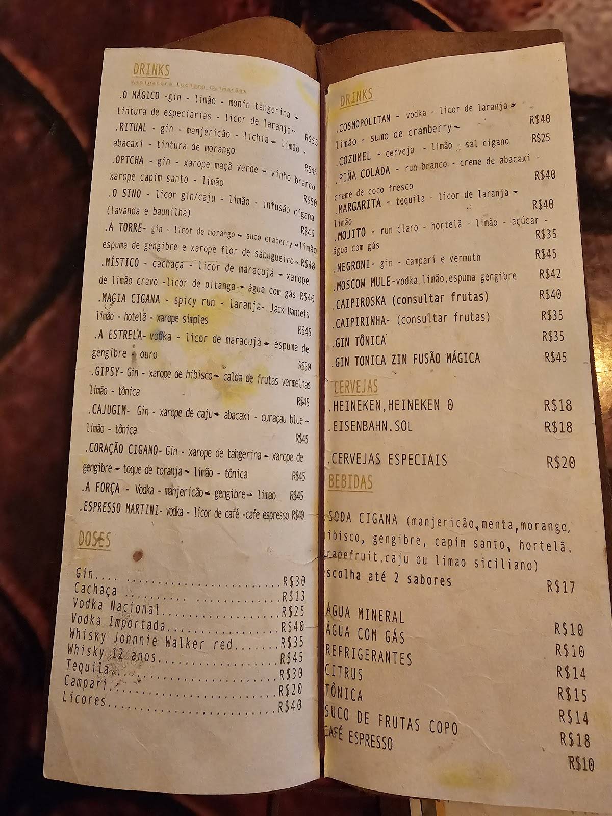 Cigana Do Cajueiro - Gastrobar e Galeria cardápio