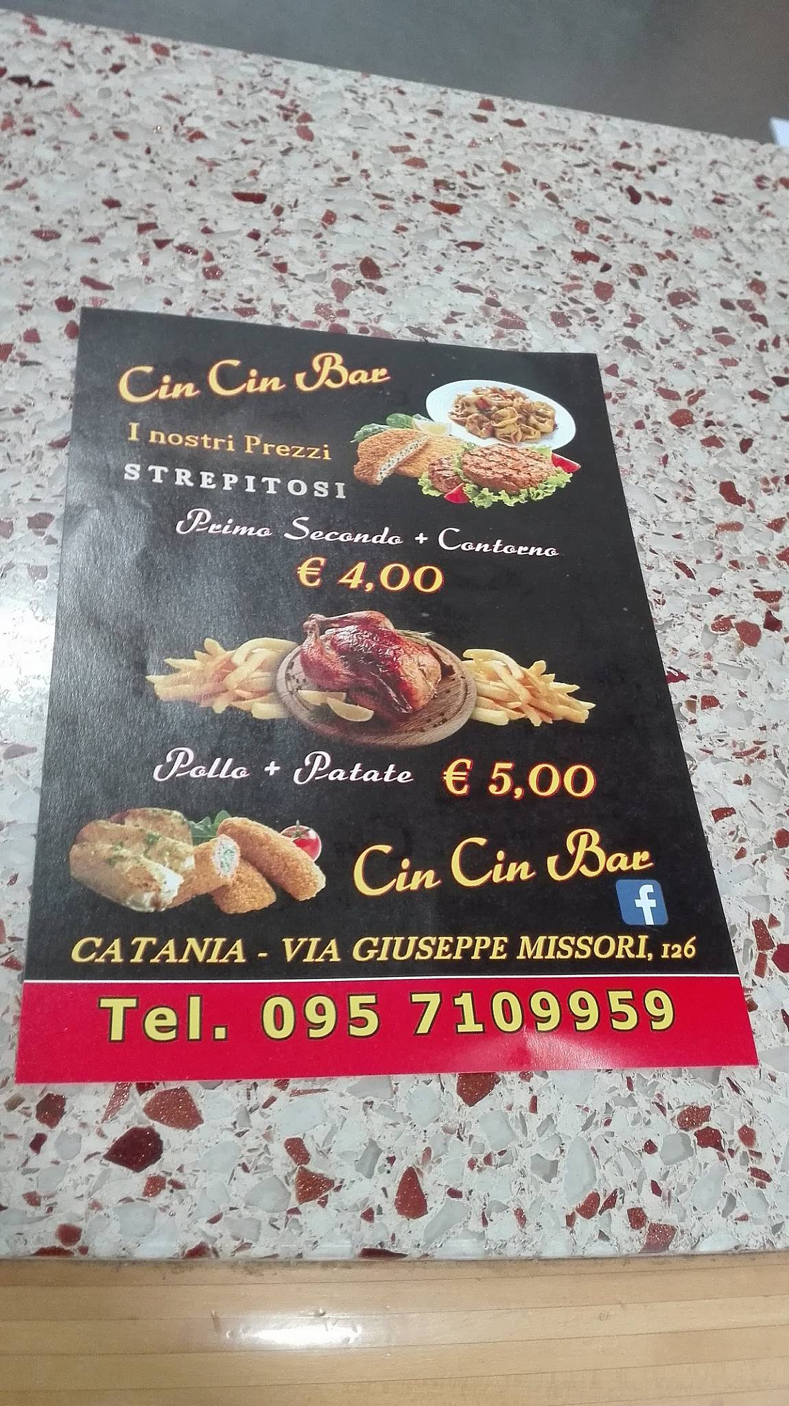 Menu di Cin cin bar 