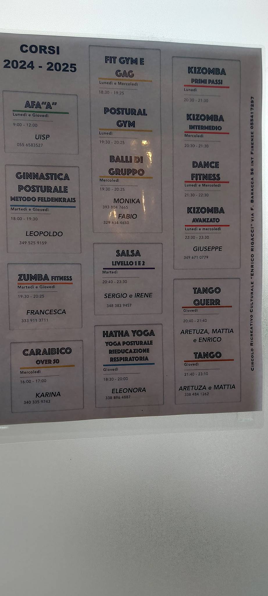 Menu di Circolo Rigacci 