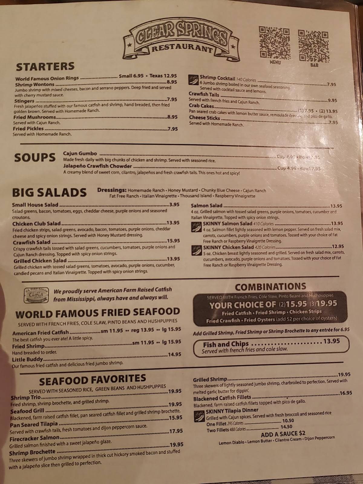 Menu At Clear Springs Restaurant Nacogdoches menu-at-clear-springs-restaurant-nacogdoches