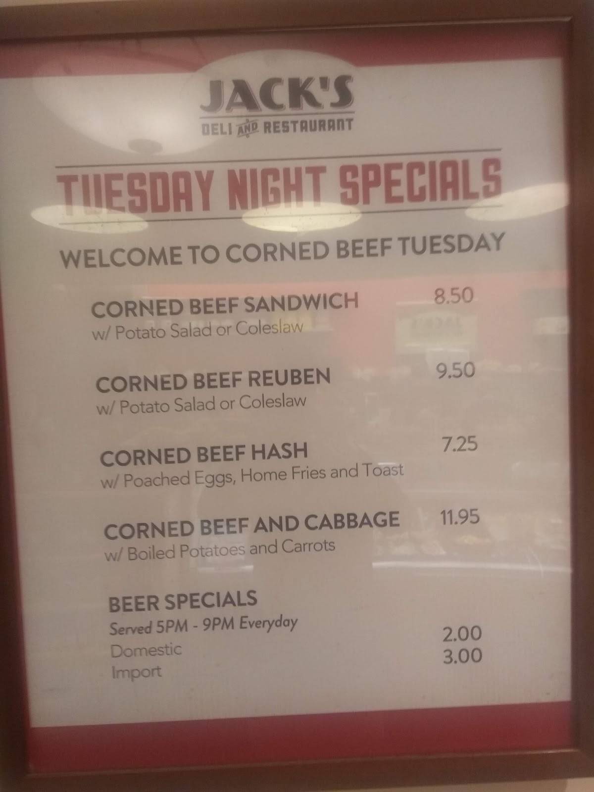 Menu at Jack's Deli and Restaurant, Cleveland