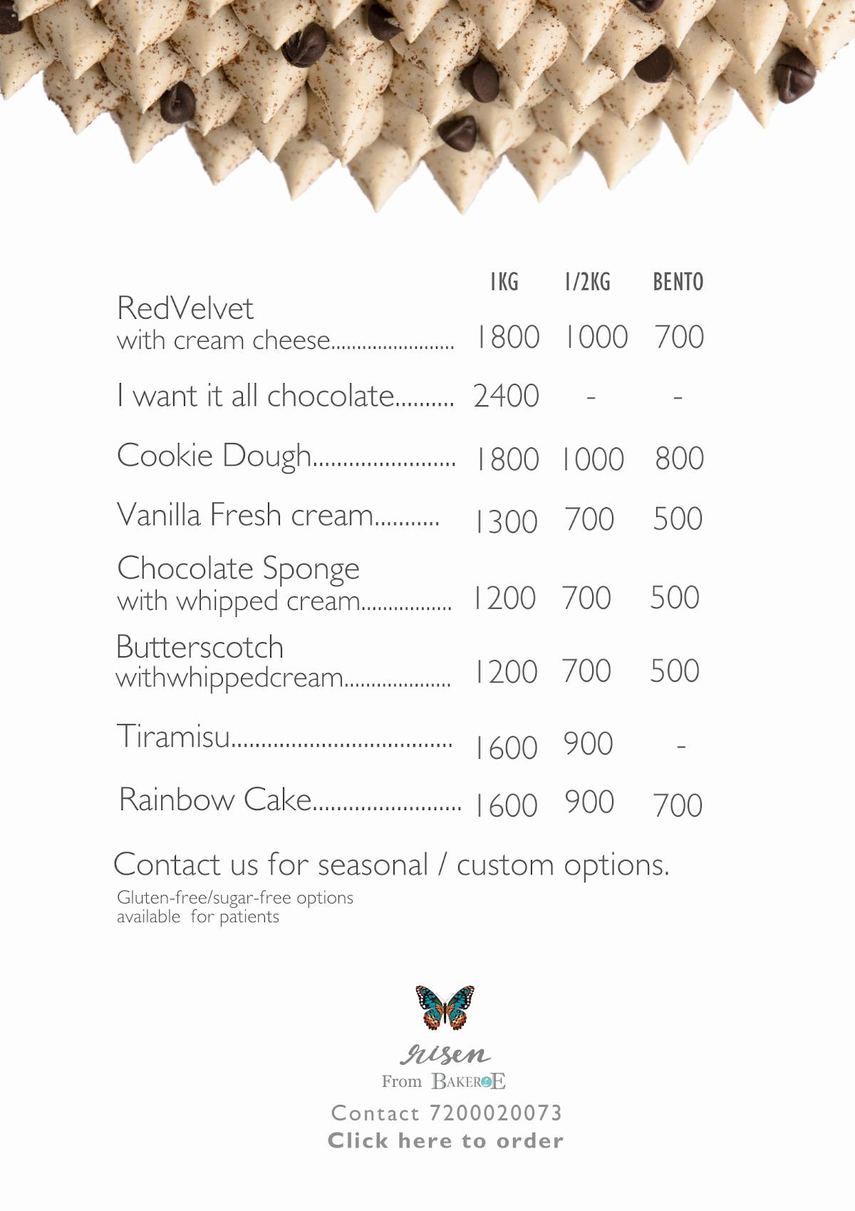 Bakeroe- customized cakes in coimbatoreonline cake delivery in coimbatore menu