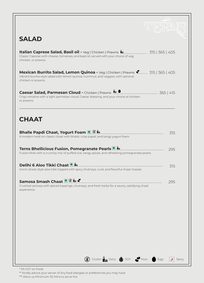 Terns menu
