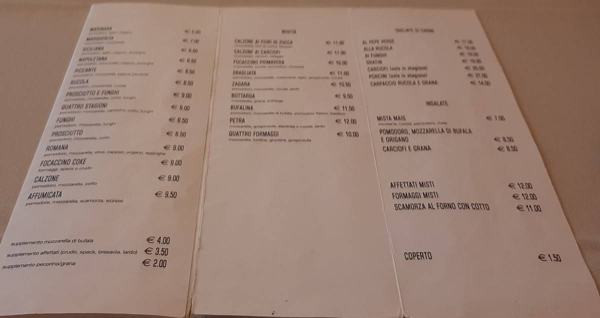 Menu di Coke Pizzeria 