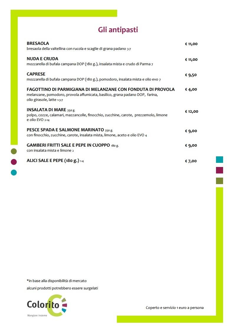 Menu di Colorito 