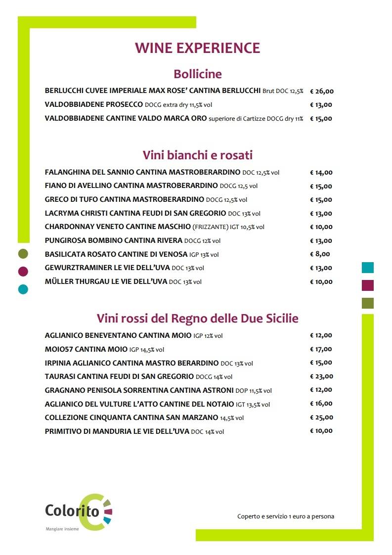 Menu di Colorito 