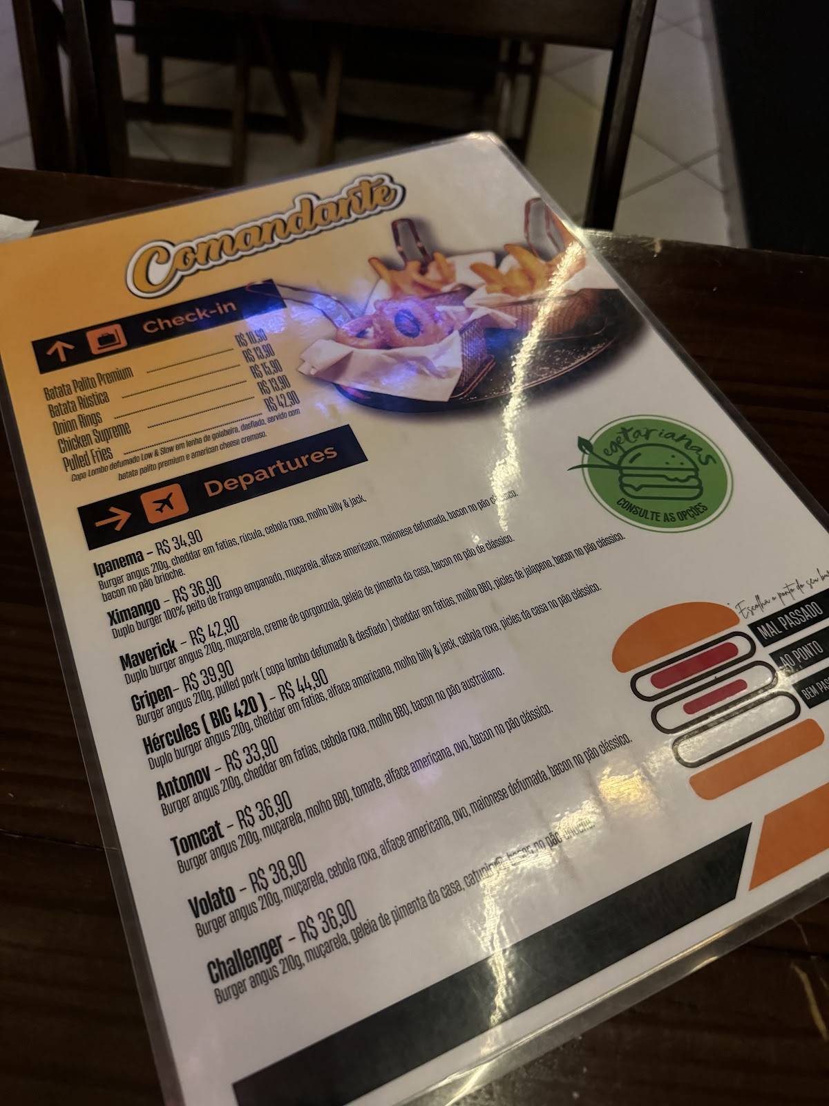 Comandante Hamburgueria cardápio