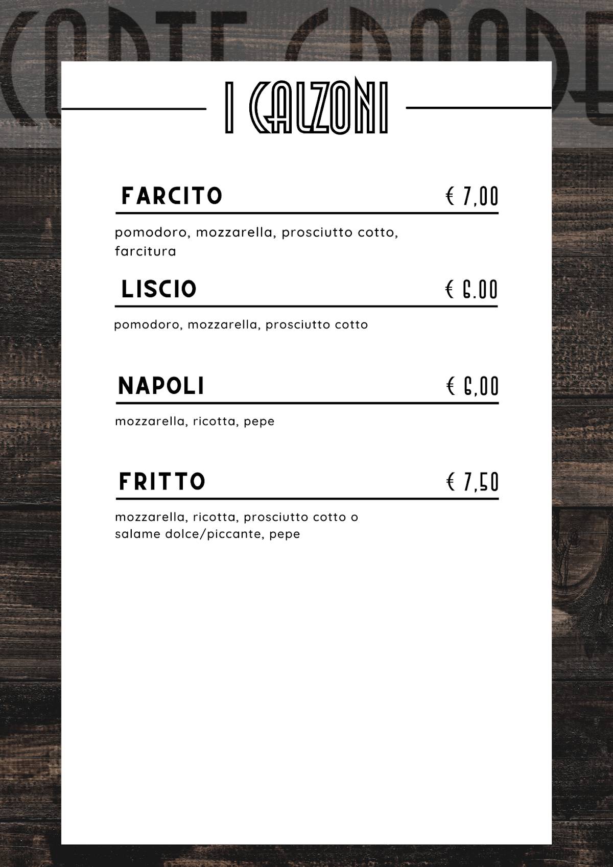 Menu di Pizzeria Corte Grande 