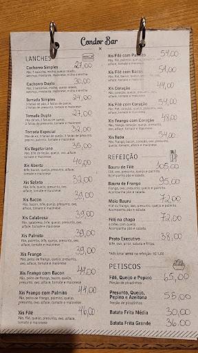 Condor Bar cardápio