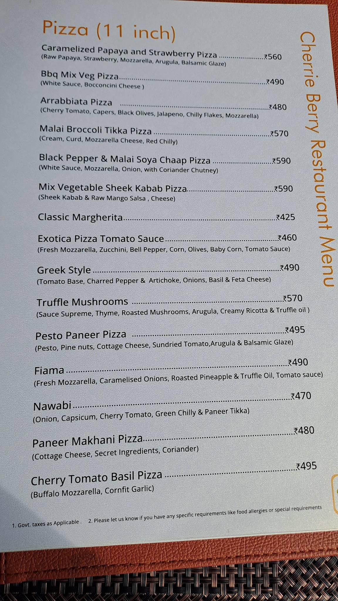 Cherrie Berry menu